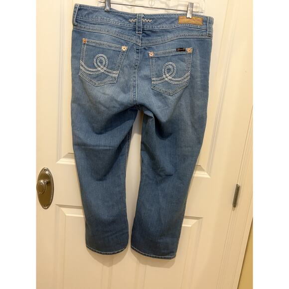 Seven7 Luxe Jeans Womens 16 Blue Bootcut Mid Rise Embroidered Pockets Denim - Picture 8 of 8